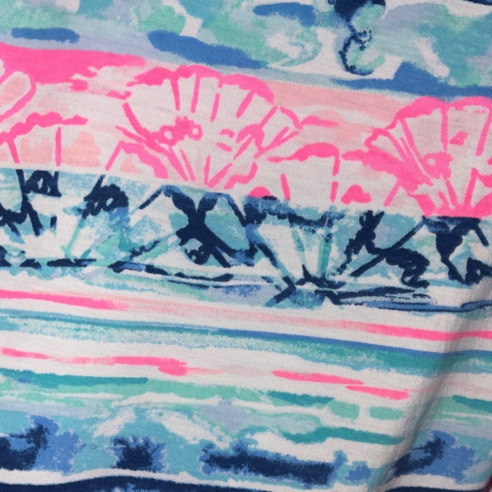 Lilly Pulitzer Pink, Blue and Aqua Striped Floral Midi Dress - Picture 3 of 3